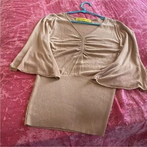 Catherine Malandrino Shirt Terra Cotta Ruched Sides Shirt Top Long Sleeve  Sz S